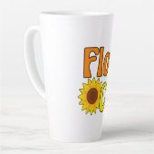 フラワーチャイルドかわいいヒッピーひまわり70s カフェラテマグ (左アングル)