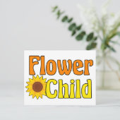 フラワーチャイルドかわいいヒッピーひまわり70s ポストカード (スタンド正面)