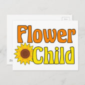フラワーチャイルドかわいいヒッピーひまわり70s ポストカード (正面/裏面)