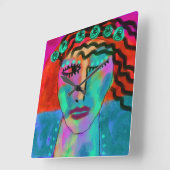 フラワーチャイルドオリジナル抽象芸術アート スクエア壁時計 (傾斜)