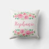 フラワーチャイルドピンクローズガールズネーム クッション (裏面)