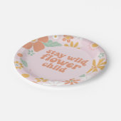 フラワーチャイルドレトロフローラ誕生日紙プレート ペーパープレート (アングル)