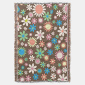 "フラワーチャイルド"の編まれたブランケット スローブランケット (正面縦)