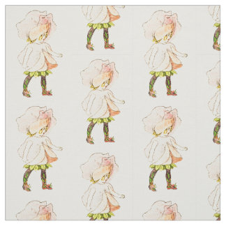 フラワーチャイルド-スイートピーの花の妖精パターン ファブリック