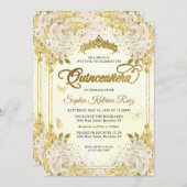 フラワーチャペーゴールドグリッタークラウンクインツェアニエラ 招待状 (正面/裏面)