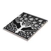 フラワーツリーブラック&ホワイトベアズリーハート タイル (側面)