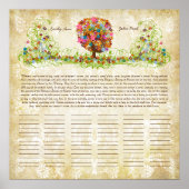 フラワーツリー プリント  クエーカー 結婚証明書 (正面)