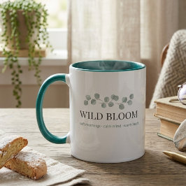 フラワーツートーン コーヒーマグ – 美しい植物画デザイン マグカップ