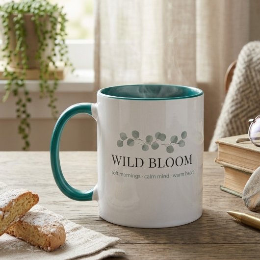 フラワーツートーン コーヒーマグ – 美しい植物画デザイン マグカップ