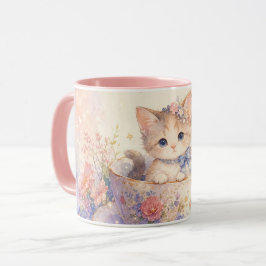 フラワーティーカップ子猫マグ マグカップ