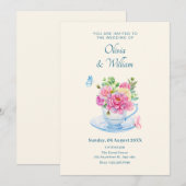 フラワーティーカップ結婚ズ 招待状 (正面/裏面)