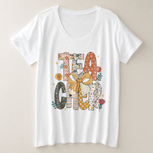 フラワーティーチャー プラスサイズTシャツ