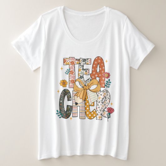 フラワーティーチャー プラスサイズTシャツ (デザイン正面)