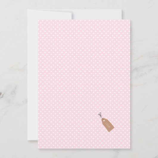 フラワーティーパーティーベビーシャワー招待ピンク色 招待状 (裏面)