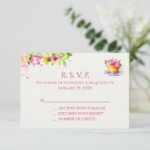 フラワーティーパーティー返信カード 出欠カード (スタンド正面)