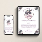 フラワーティーポットシャワー メールで送る誕生日招待状 招待状