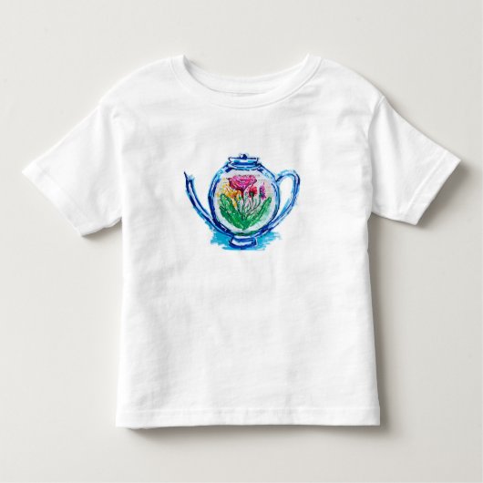 フラワーティーポット トドラーTシャツ (正面)