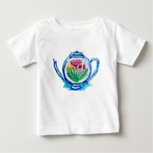 フラワーティーポット ベビーTシャツ