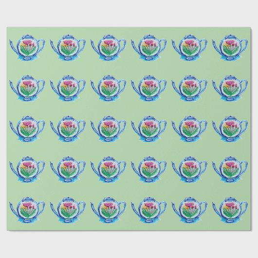 フラワーティーポット ラッピングペーパー (フラット)