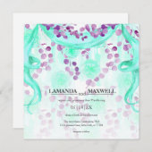 フラワーティールリボン ハンドファスティング ウェディング 招待状 (正面/裏面)