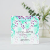 フラワーティールリボン ハンドファスティング ウェディング 招待状 (スタンド正面)