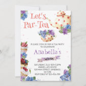 フラワーティー誕生日パーティーの招待状 招待状 (正面)