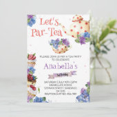フラワーティー誕生日パーティーの招待状 招待状 (スタンド正面)
