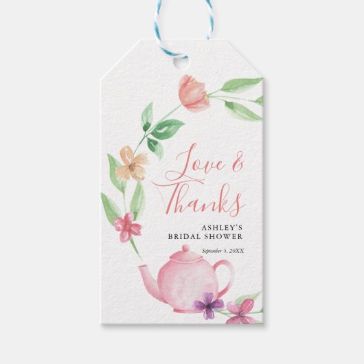 フラワーティー |  ブライダルシャワーのお礼 ギフトタグ (正面)