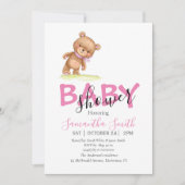 フラワーテディガールピンク招待状 案内状 (正面)