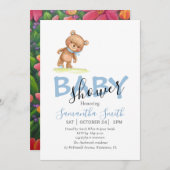 フラワーテディボーイブルー招待状 案内状 (正面/裏面)