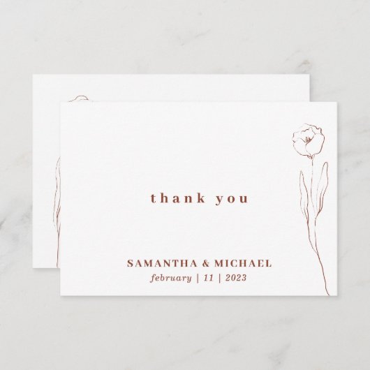 フラワーテラコッタインディボタニッ感謝していクの名前 招待状 (正面/裏面)