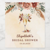 フラワーテラコッタボホ花嫁シャワー ワインラベル (シングルラベル)