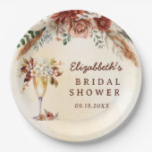 フラワーテラコッタ ボホ ブライズシャワー ペーパープレート (正面)