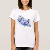 フラワーテーマのラッコ Tシャツ (正面)