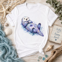 フラワーテーマのラッコ Tシャツ