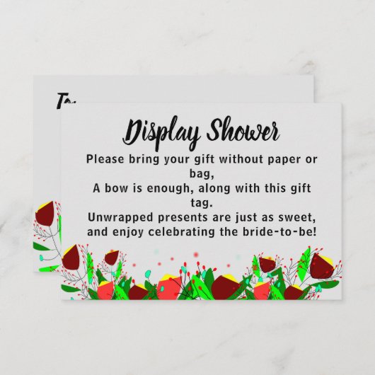 フラワーディスプレイブライダルウェディングシャワー エンクロージャーカード (正面/裏面)