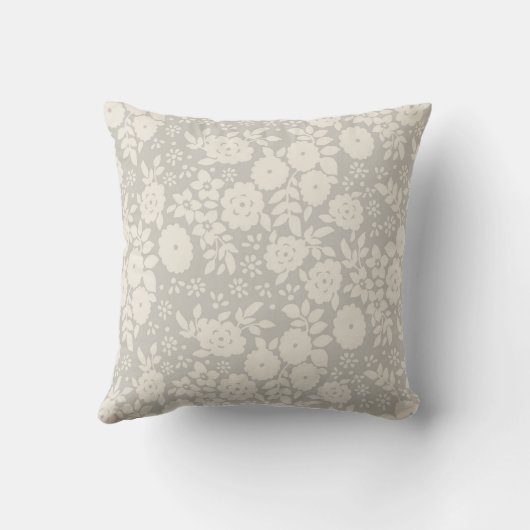 フラワーデイジーヴィンテージグレーパターン装飾用クッション クッション (裏面)