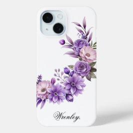 フラワーデザインにオリジナルネームを入れよう iPhone 15ケース