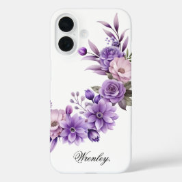 フラワーデザインにオリジナルネームを入れよう iPhone 16ケース
