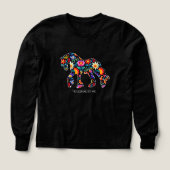 フラワーデザインのドラフトホース長袖Tシャツ(女の子用) (デザイン正面)