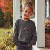 フラワーデザインのドラフトホース長袖Tシャツ(女の子用)