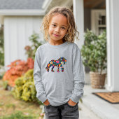 フラワーデザインのドラフトホース長袖Tシャツ(女の子用)