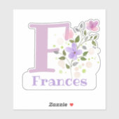 フラワーデザインの名前とイニシャル Frances シール (シート)