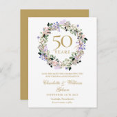 フラワーデザインの50周年ウェディングアニバーサリー・セーブ・ザ・デート 案内ポストカード (正面/裏面)