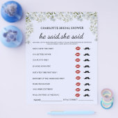 フラワーデザインの「彼が言った」「彼女が言った」 ブライダルシャワーゲーム チラシ (シングル)