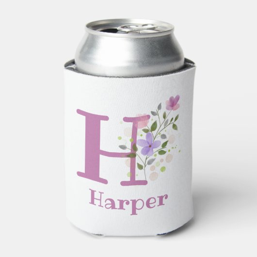 フラワーデザインのHarper名 缶クーラー (缶正面)