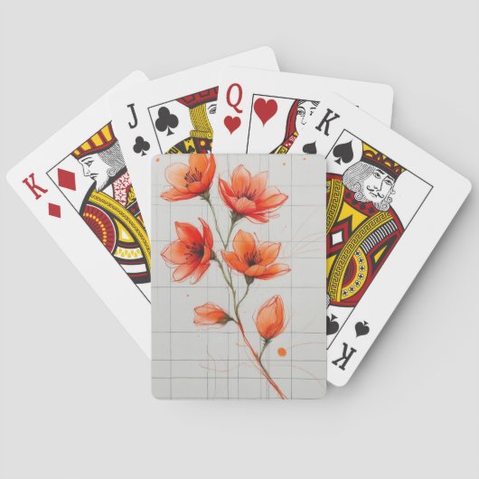 フラワーデザインエレガントオレンジブロッサムアート トランプ (裏面)