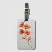 フラワーデザインエレガントオレンジブロッサムアート ラゲッジタグ (正面縦)
