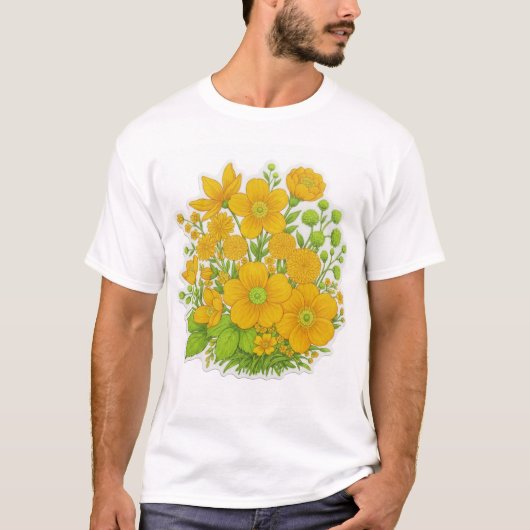 フラワーデザインプリントアート Tシャツ (正面)