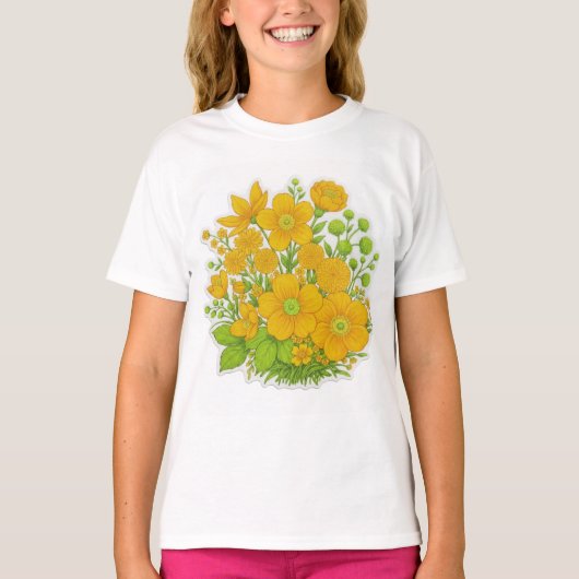 フラワーデザインプリントアート Tシャツ (正面)